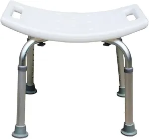 Bath Shower Safety Chair Seat, White Adjustable and Anti-Slip Bench Bathtub Stool for Elderly or Seniors (Shower Chair unbacked)