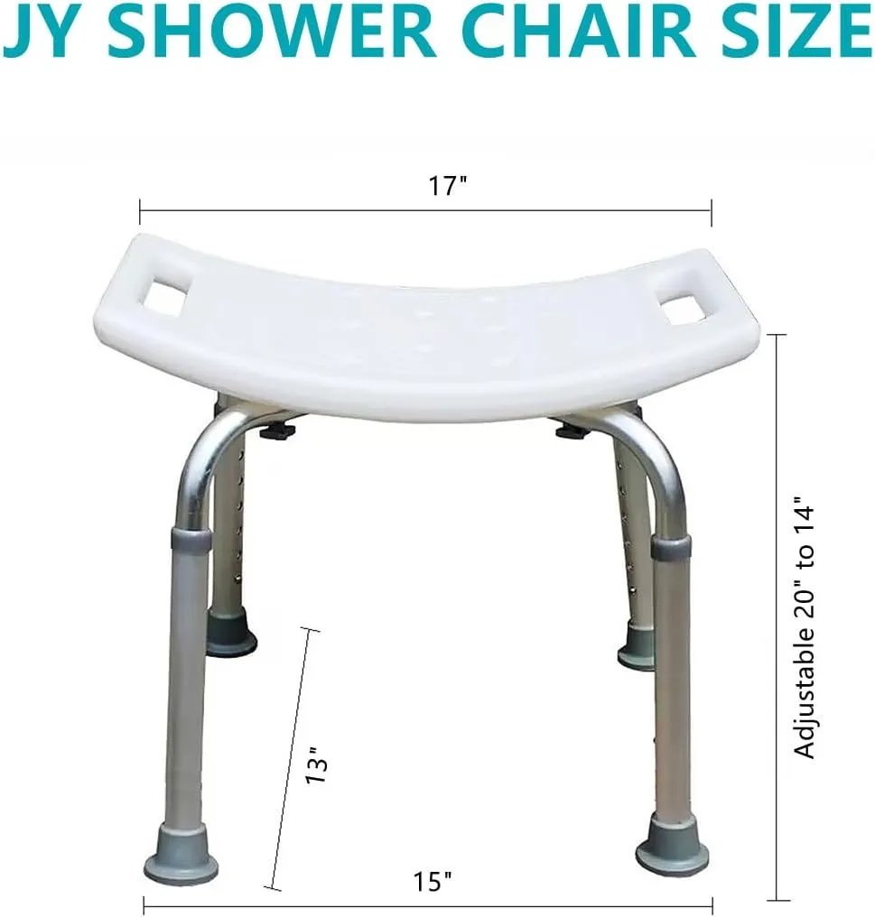Bath Shower Safety Chair Seat, White Adjustable and Anti-Slip Bench Bathtub Stool for Elderly or Seniors (Shower Chair unbacked)
