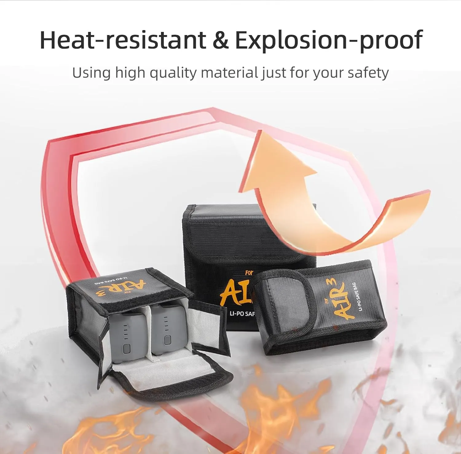 Battery Safe Bag for DJI Air 3S 3 Explosion-Proof Radiation-Proof Fireproof Lithium Storage Protective Bag for Drone Accessories (For 1 Battery*3)