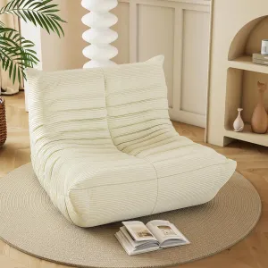 Bean Bag Chair, Lazy Floor Sofa Couch for Adults and Kids, Fireside Chair with Ergonomic Design, Memory Foam Lounge Chair for Living Room Bedroom, Office, Beige