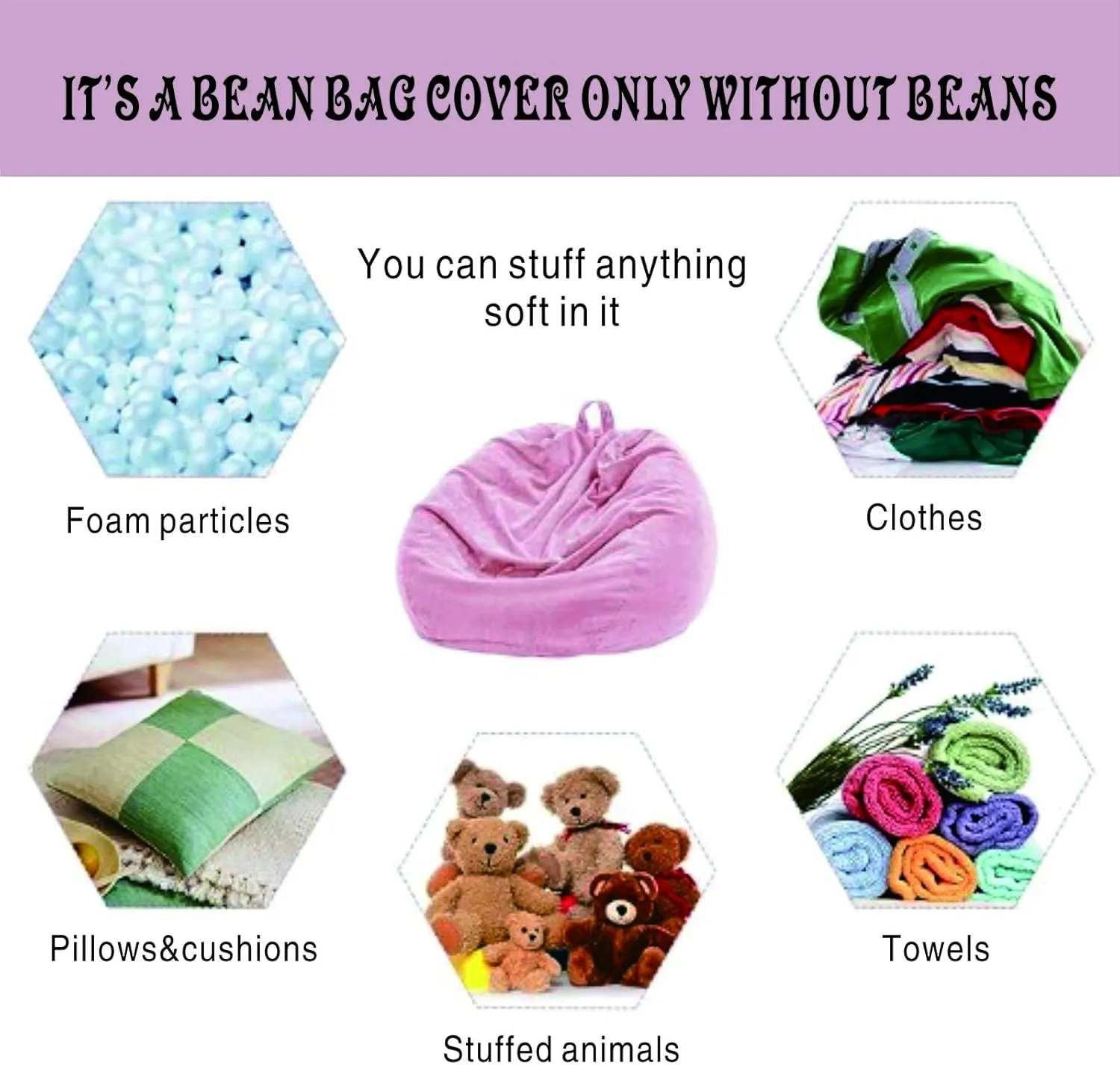 Bean Bag Chairs Cover for Kids(No Filler),2ft Stuffed Animal Bean Bag Storage for Kids Girls Toddlers Teens