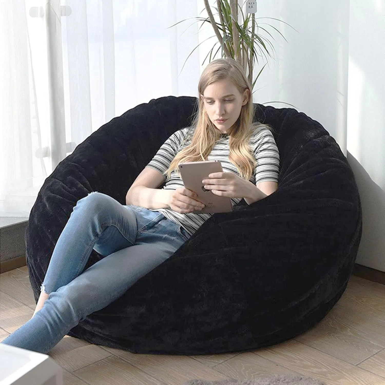 Bean Bag Chairs Cover for Kids(No Filler),2ft Stuffed Animal Bean Bag Storage for Kids Girls Toddlers Teens