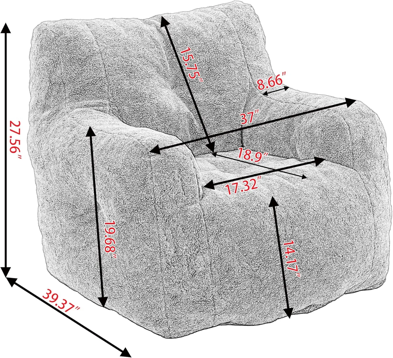 Bean Bag Chairs with Armrest,Soft Memory Foam Filler,Tufted Fabric Material Giant Lazy Sofa,Lounger Floor Chair for Adult,for Living Room,Bedroom (Coffee)