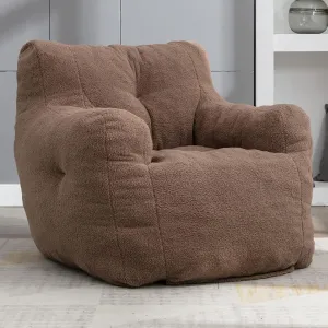 Bean Bag Chairs with Armrest,Soft Memory Foam Filler,Tufted Fabric Material Giant Lazy Sofa,Lounger Floor Chair for Adult,for Living Room,Bedroom (Coffee)