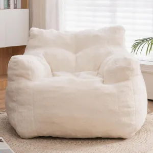 Bean Bag Chairs with Armrest,Soft Memory Foam Filler,Tufted Fabric Material Giant Lazy Sofa,Lounger Floor Chair for Adult,for Living Room,Bedroom(White)