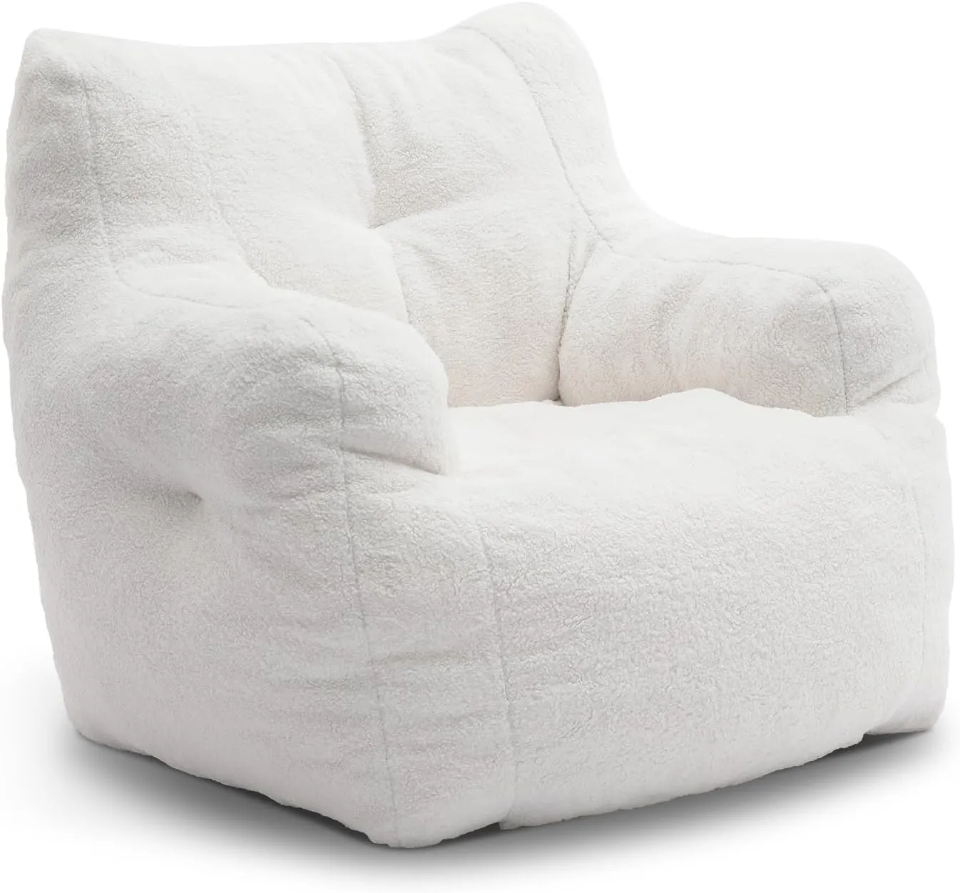 Bean Bag Chairs with Armrest,Soft Memory Foam Filler,Tufted Fabric Material Giant Lazy Sofa,Lounger Floor Chair for Adult,for Living Room,Bedroom(White)