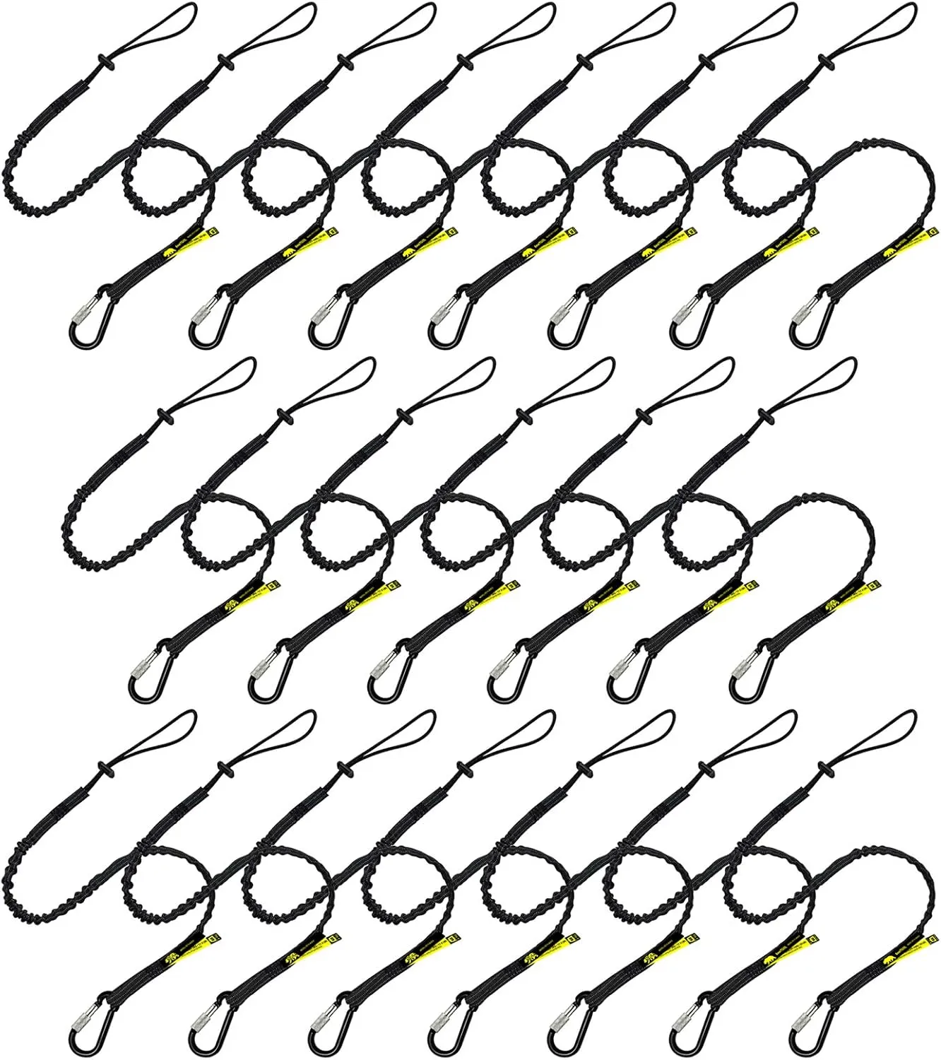 BearTOOLS Tool Lanyard with Single Carabiner and Adjustable Loop End, Standard Length, Maximum Weight Limit 8KG / 17.6lb, Aluminum Screw Lock Carabiner with Shock Cord Stopper, 09220S (20 Pack)