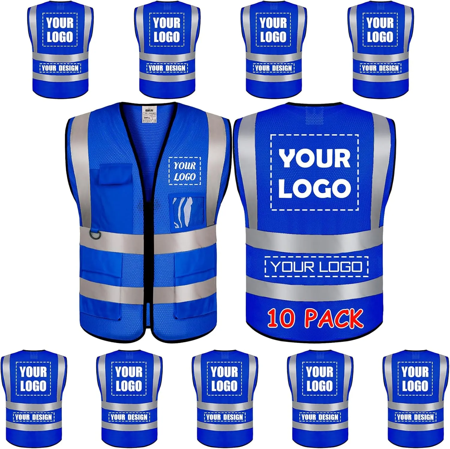 BeautyWill Custom Logo Safety Vest Class2 High Visibility Reflective Vest Breathable Construction Vest