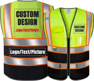BeautyWill Custom Logo Safety Vest Class2 High Visibility Reflective Vest Breathable Construction Vest