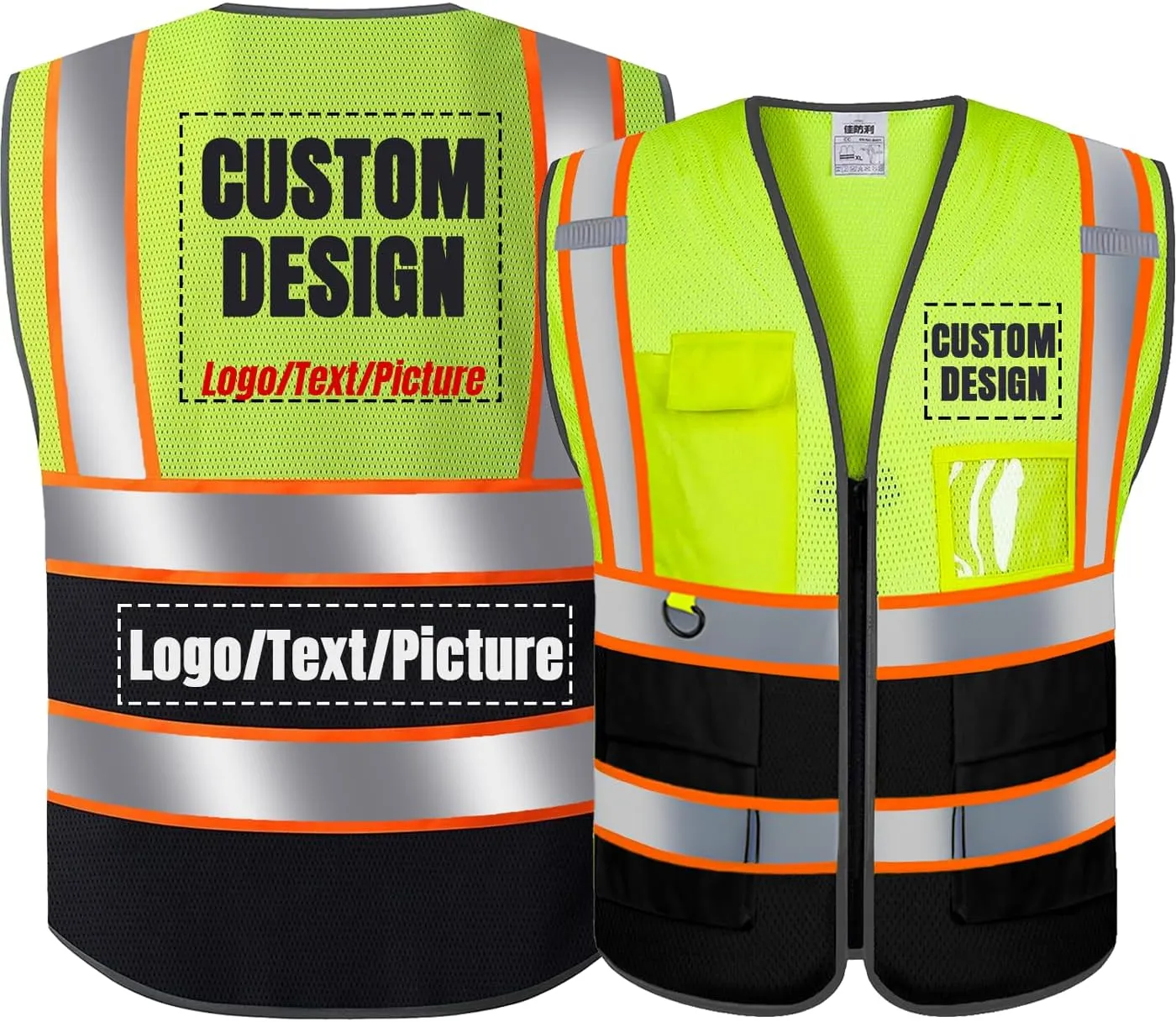 BeautyWill Custom Logo Safety Vest Class2 High Visibility Reflective Vest Breathable Construction Vest