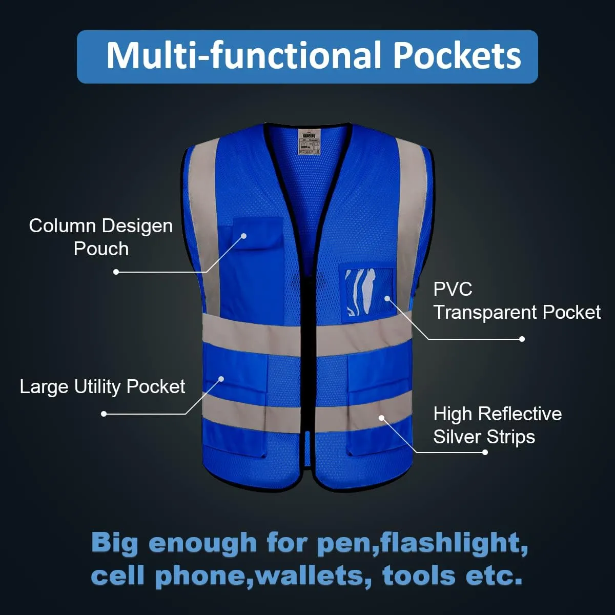 BeautyWill Custom Logo Safety Vest Class2 High Visibility Reflective Vest Breathable Construction Vest