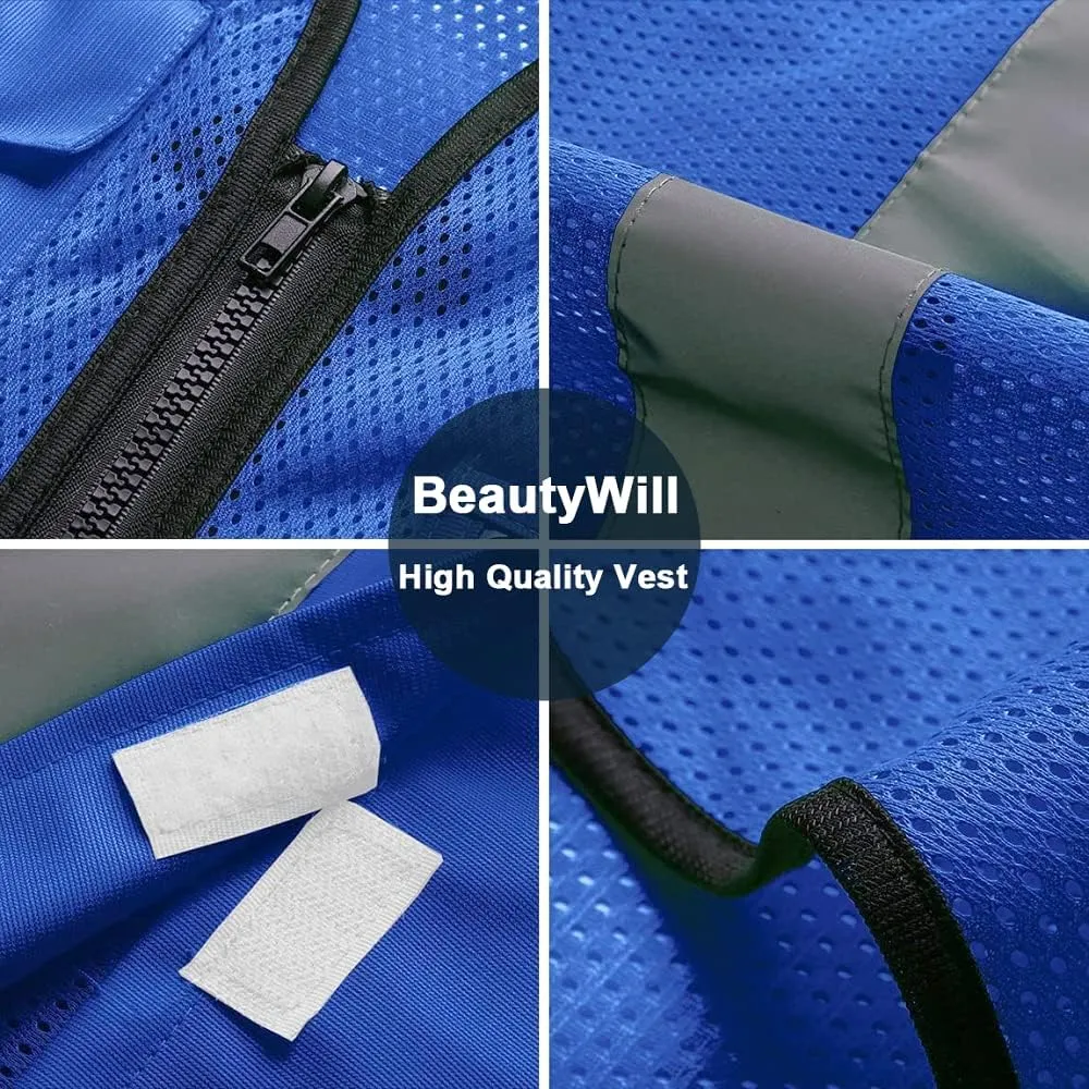BeautyWill Custom Logo Safety Vest Class2 High Visibility Reflective Vest Breathable Construction Vest