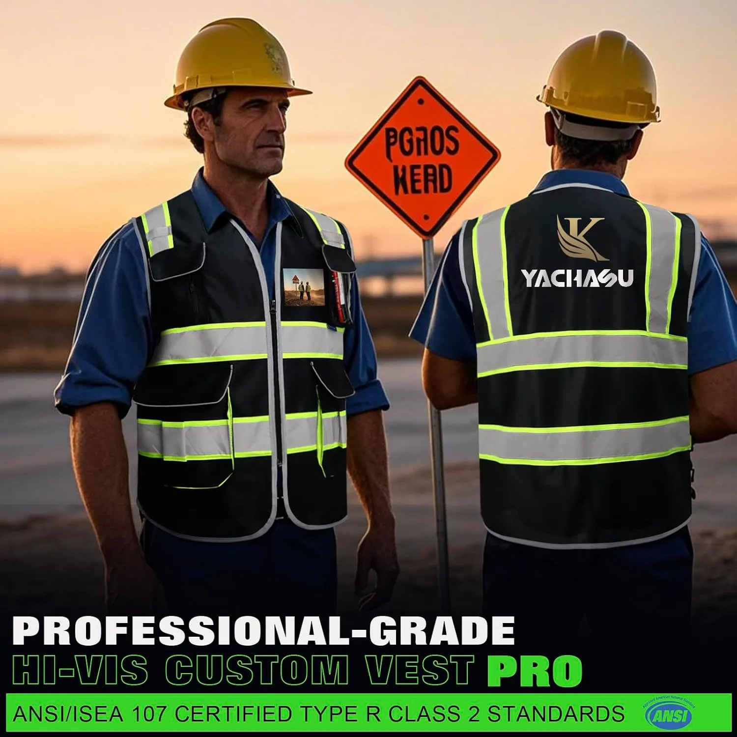 BeautyWill Custom Logo Safety Vest Class2 High Visibility Reflective Vest Breathable Construction Vest