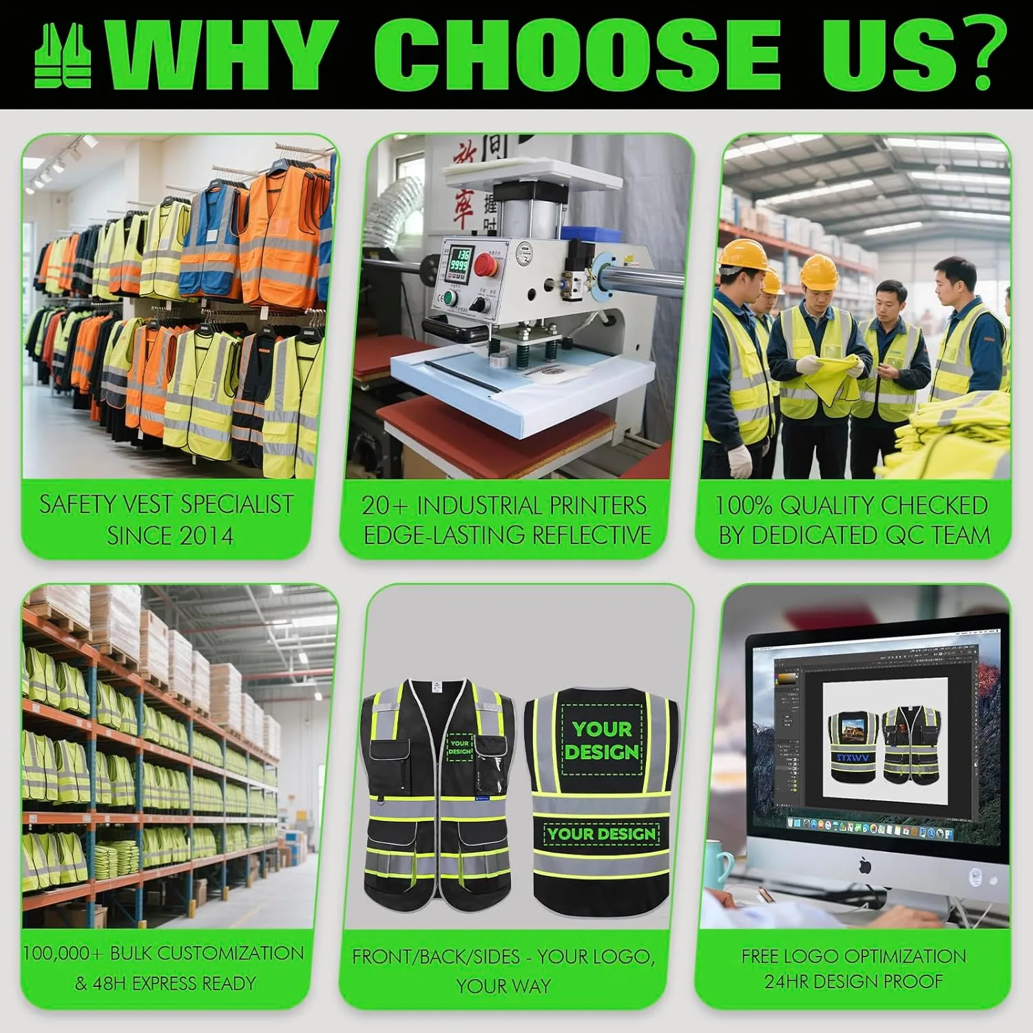 BeautyWill Custom Logo Safety Vest Class2 High Visibility Reflective Vest Breathable Construction Vest