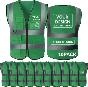 BeautyWill Custom Safety Vest logo Visibility Reflective Vest Class 2 Hi Vis Security Construction Work Vest