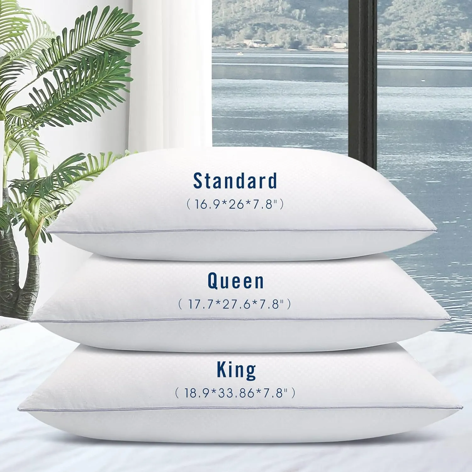 Bed Pillows for Sleeping 2 Pack, Standard Size Pillows Set of 2,Down Alternative Filling, Pillow for Back, Stomach or Side Sleepers Grey