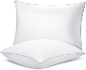 Bed Pillows for Sleeping 2 Pack, Standard Size Pillows Set of 2,Down Alternative Filling, Pillow for Back, Stomach or Side Sleepers Grey