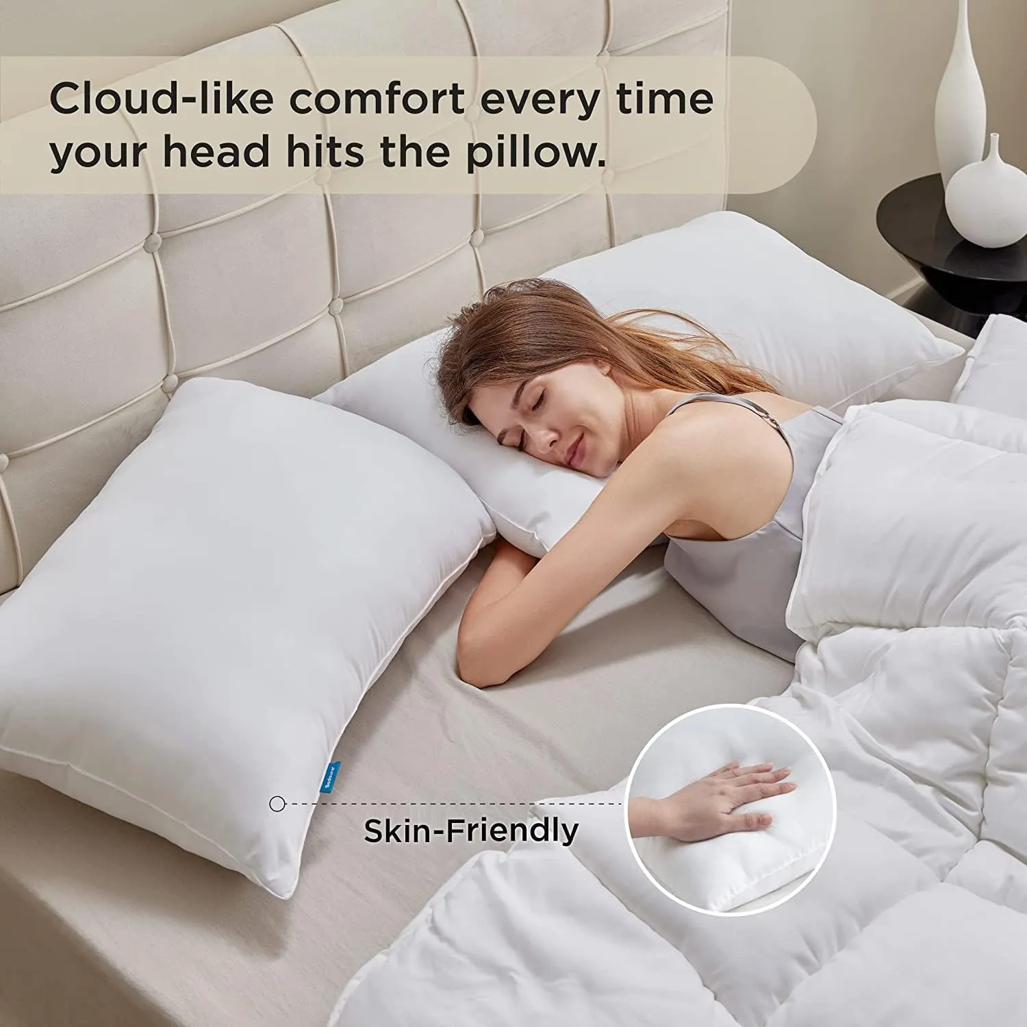 Bedsure Standard Pillows Size Set of 2 - Bed Pillows Standard Size for Sleeping, Soft and Supportive, Hotel Quality, Original Down Alternative Filling for Side, Back Sleepers, 2 Pack