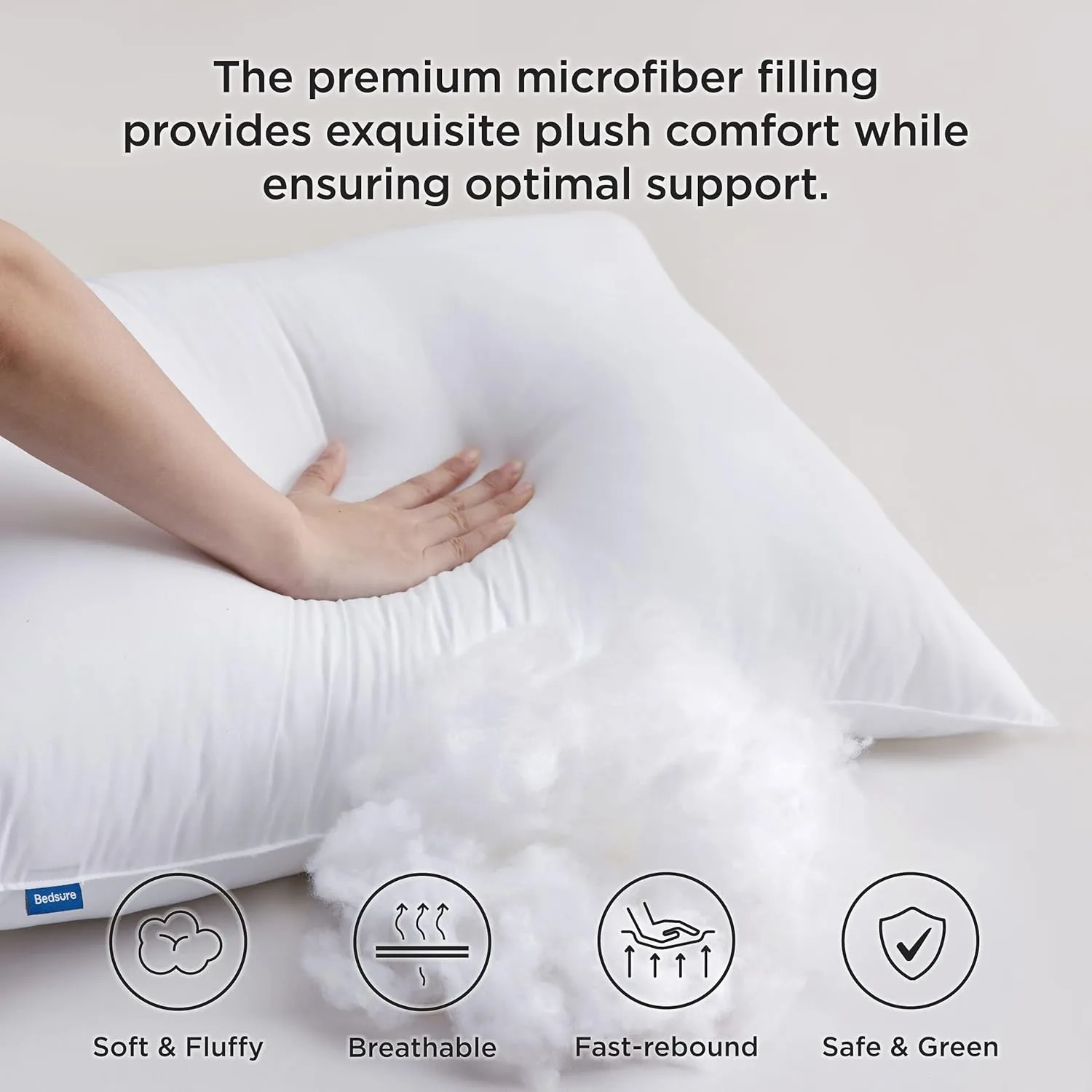 Bedsure Standard Pillows Size Set of 2 - Bed Pillows Standard Size for Sleeping, Soft and Supportive, Hotel Quality, Original Down Alternative Filling for Side, Back Sleepers, 2 Pack