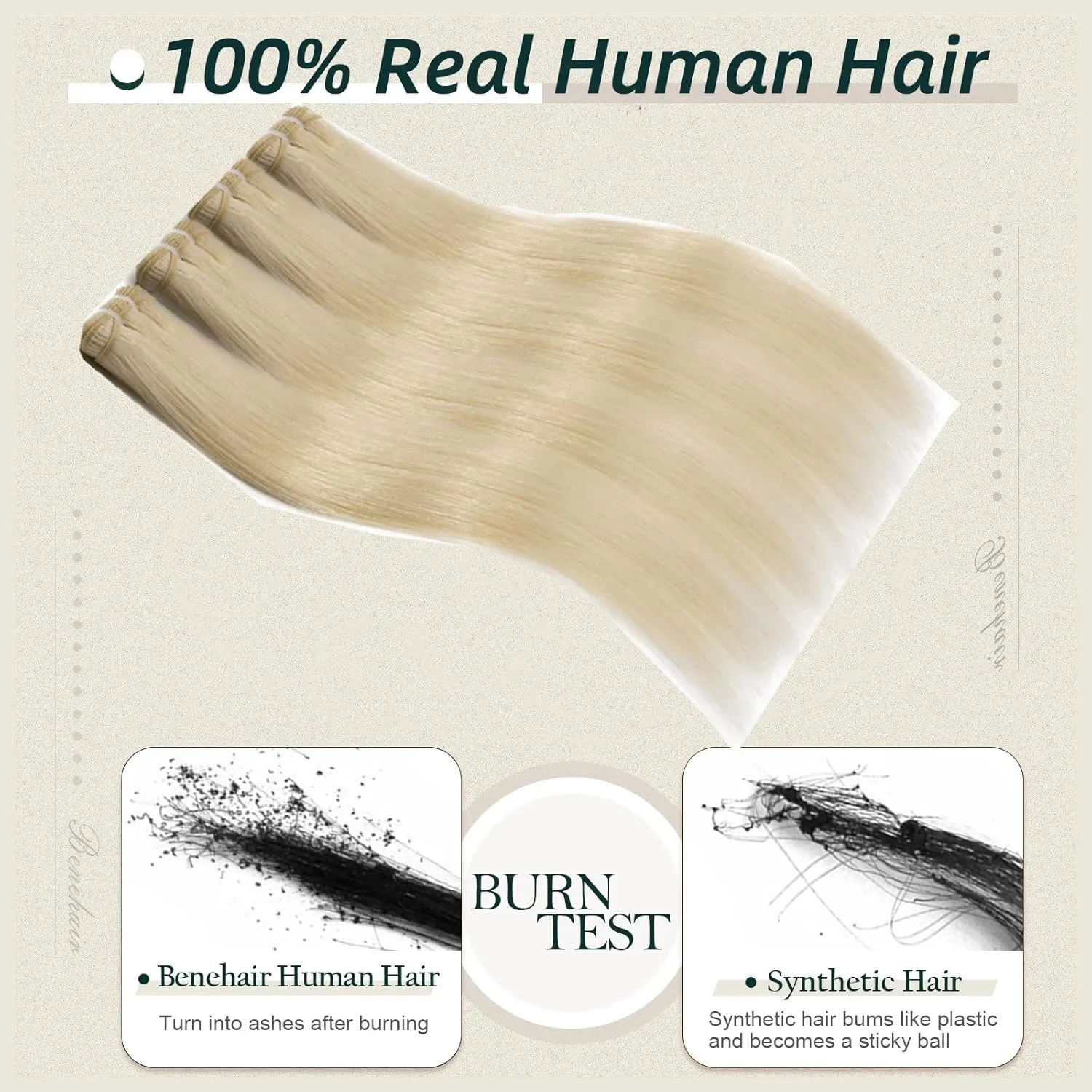 Benehair Human Hair Bundles 14 Inch Straight Bundles Human Hair 1 Bundle Brazilian Hair Bundles Platinum Blonde 100% Unprocessed Virgin Long Remy Weave Hair Extensions #60 100g