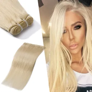 Benehair Human Hair Bundles 14 Inch Straight Bundles Human Hair 1 Bundle Brazilian Hair Bundles Platinum Blonde 100% Unprocessed Virgin Long Remy Weave Hair Extensions #60 100g