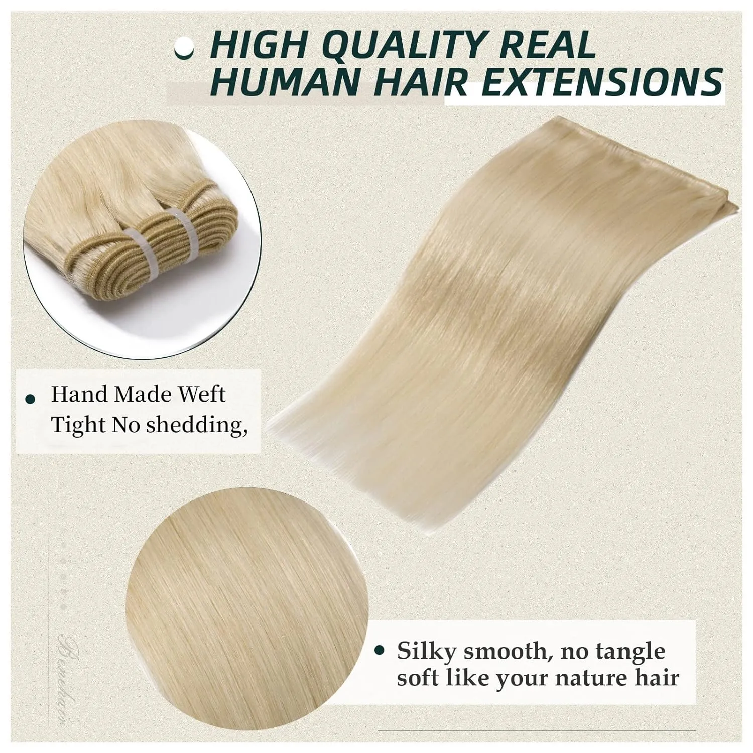 Benehair Human Hair Bundles 14 Inch Straight Bundles Human Hair 1 Bundle Brazilian Hair Bundles Platinum Blonde 100% Unprocessed Virgin Long Remy Weave Hair Extensions #60 100g