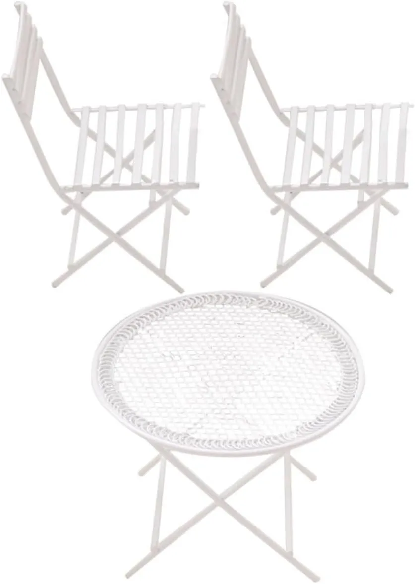 BESPORTBLE 1 Set Mini Coffee Table Model Chairs Models Compact Mini House Furniture Mini Furniture Item Mini House Ornament Miniatures Miniature Dollhouse End Table Mini Props White Iron