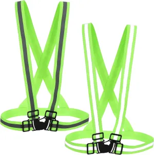 BESPORTBLE Adjustable Reflective Vest for Walking Running Construction Firefighters 2-Pack Lightweight Breathable Vest Set