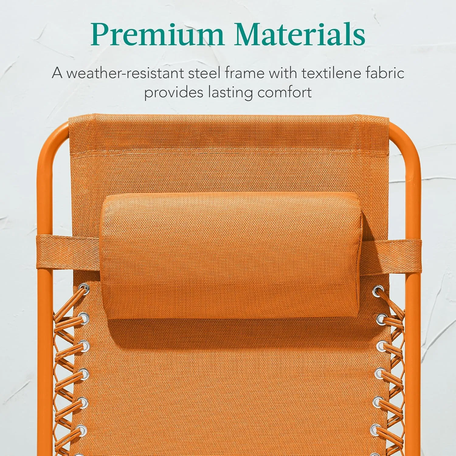 Best Choice Products Adjustable Zero Gravity Chair, Monochromatic Color Folding Patio Recliner w/Side Tray, Headrest - Tangerine