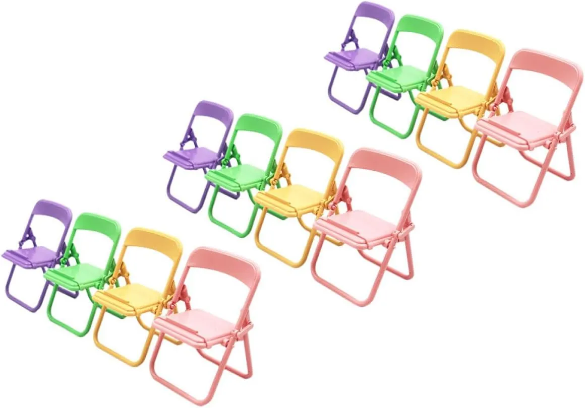 BESTOYARD 48pcs Mini Folding Chair Phone Holder Decorative Cellphone Bracket for Doll House Watermelon Compact Functional for Miniature Scenes