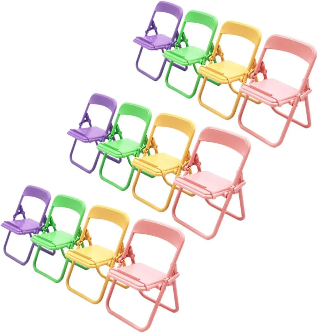 BESTOYARD 48pcs Mini Folding Chair Phone Holder Decorative Cellphone Bracket for Doll House Watermelon Compact Functional for Miniature Scenes