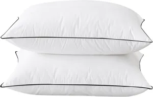 BHZ Goose Down Feather Pillows Queen Size Set of 2 Bed Pillows Hotel Collection for Sleeping Soft and Supportive Pillows for Side Stomach Back Sleepers, Black