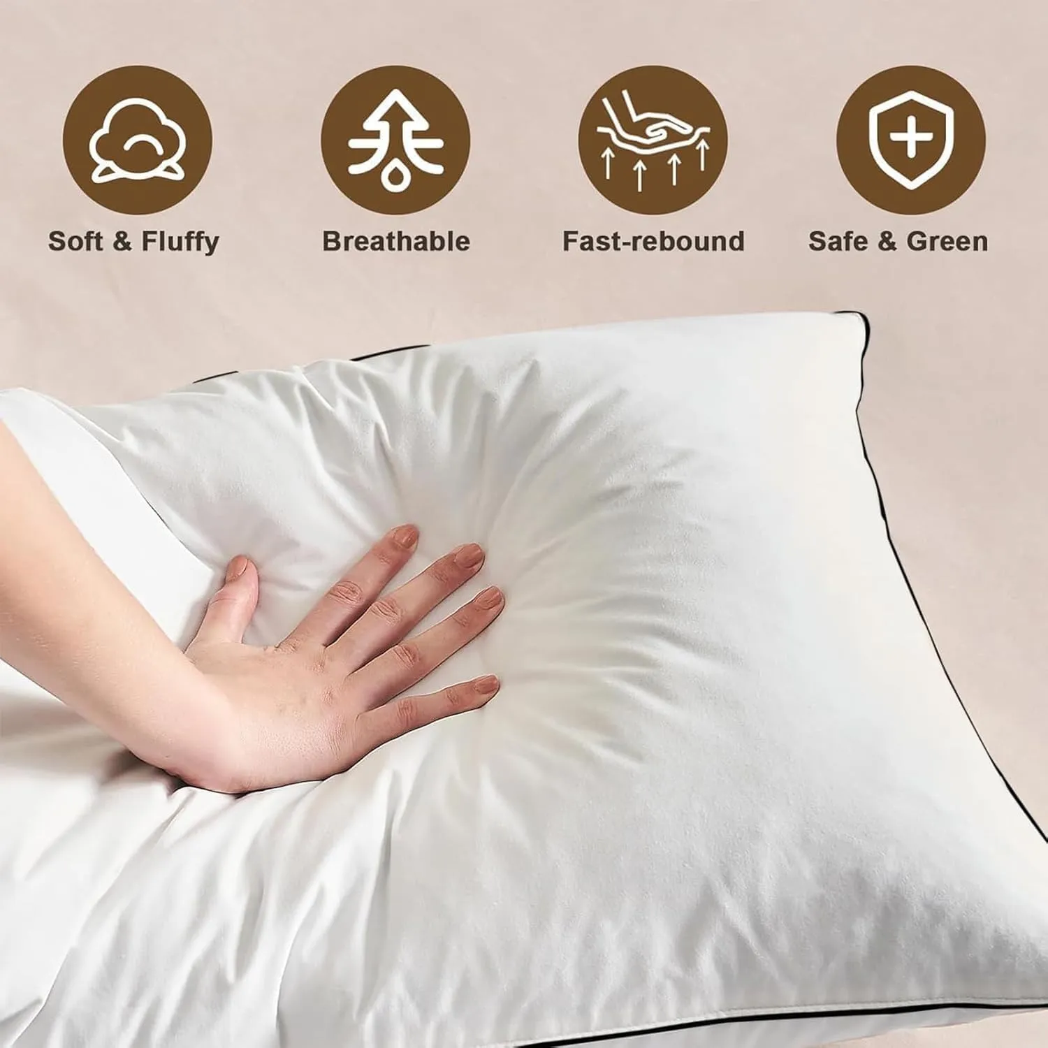 BHZ Goose Down Feather Pillows Queen Size Set of 2 Bed Pillows Hotel Collection for Sleeping Soft and Supportive Pillows for Side Stomach Back Sleepers, Black
