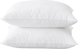 BHZ Goose Down Feather Pillows Queen Size Set of 2, Hotel Collection Bed Pillows for Sleeping Medium Firm Soft Support Pillow for Side and Back Sleepers with 100% Cotton Fabric