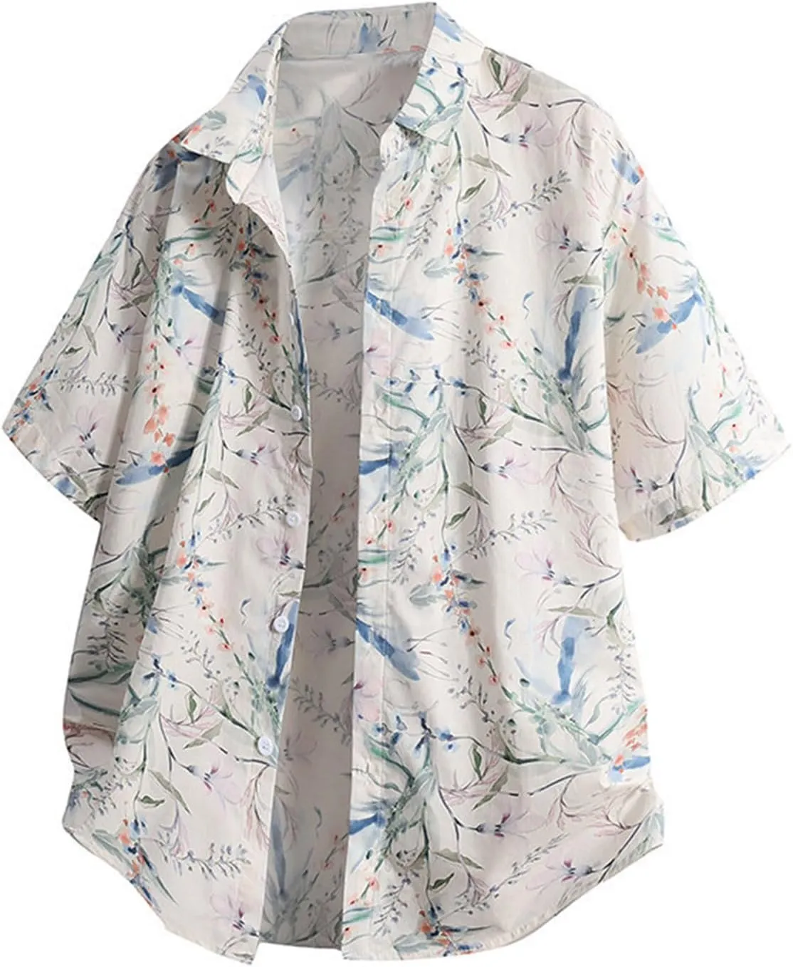 Big and Tall Men's Stylish Tie Dye Loose Lapel Cardigan Shirts Summer Short Sleeve Button Down Casual Beach Shirt
