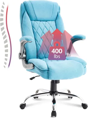 Big and Tall Office Chair 400lbs High Back Executive Computer Desk Chair with Flip Up Armrest, Breathable Fabric Adjustable Height Ergonomic Home Office Heavy Duty