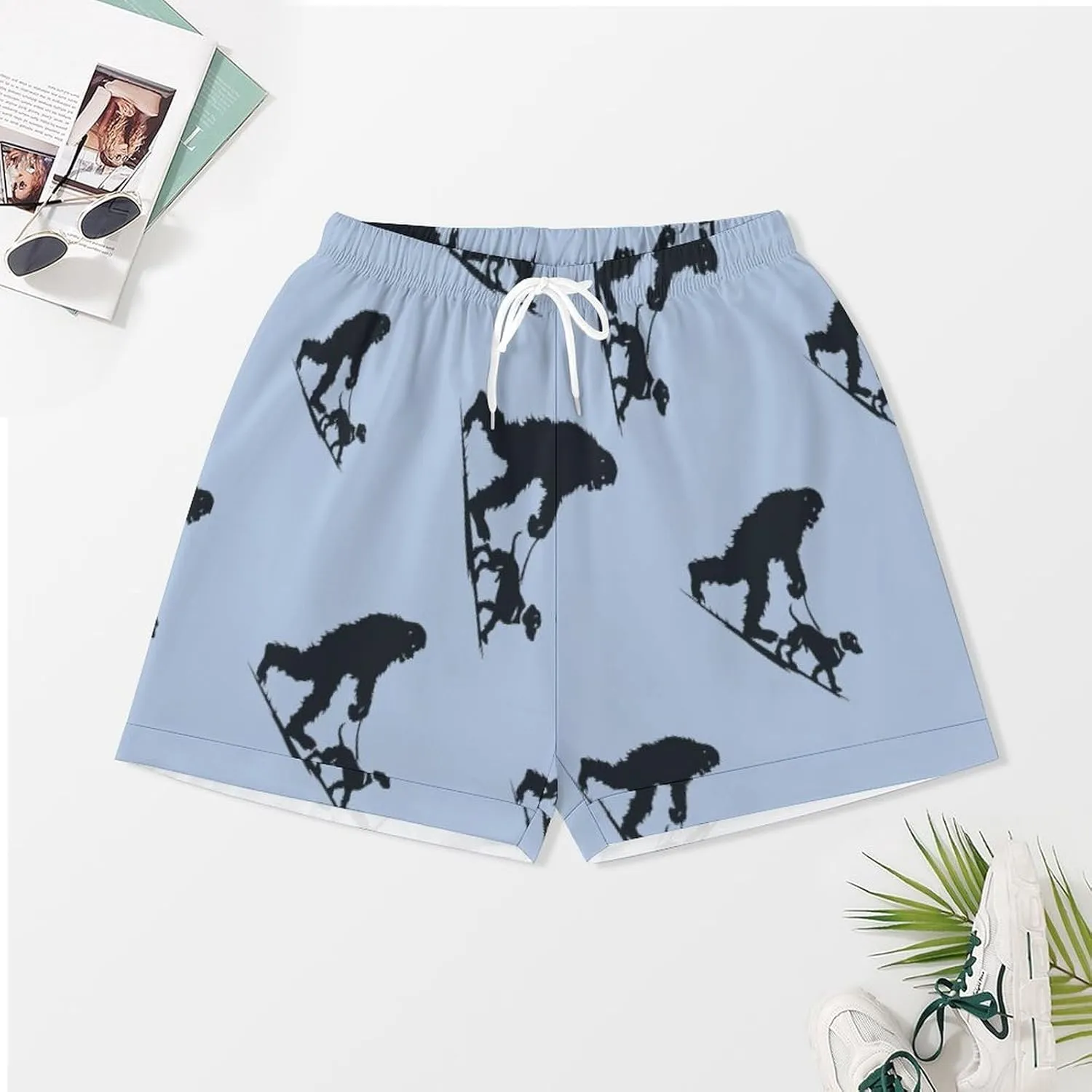 Bigfoot Walking Dachshund Women's Satin Pajama Set Short Sleeve Button Down Sleepwear Loungewear Pj Set