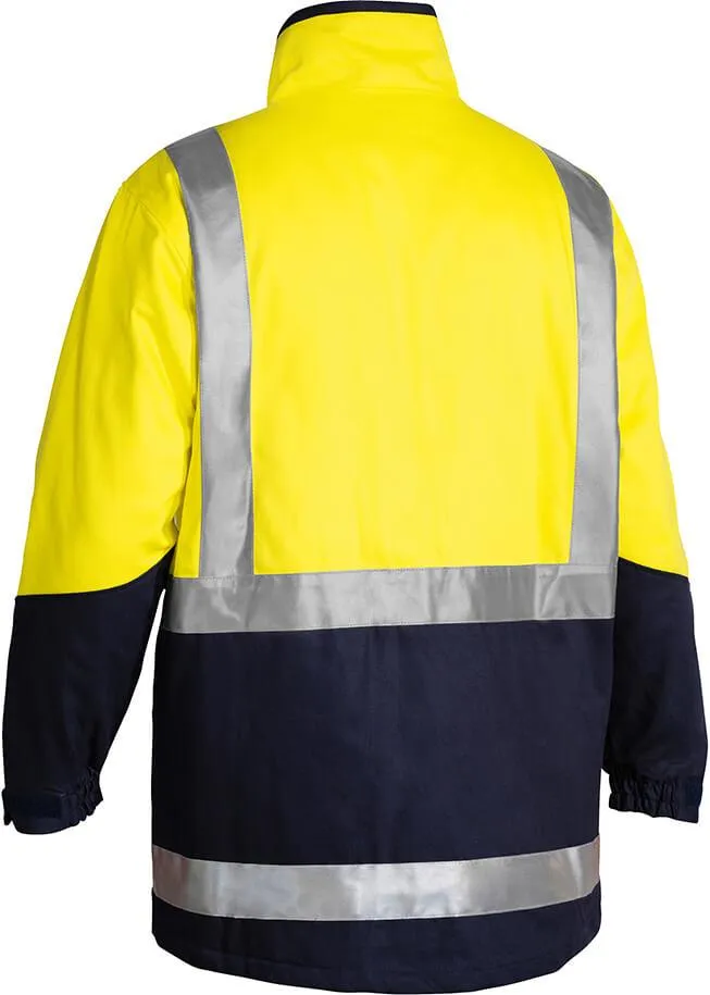 Bisley BJ6970T Hi-Vis Taped 3 in 1 Cotton Drill Jacket Yellow/Navy