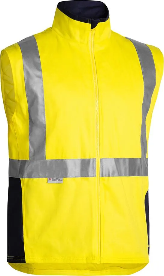Bisley BJ6970T Hi-Vis Taped 3 in 1 Cotton Drill Jacket Yellow/Navy