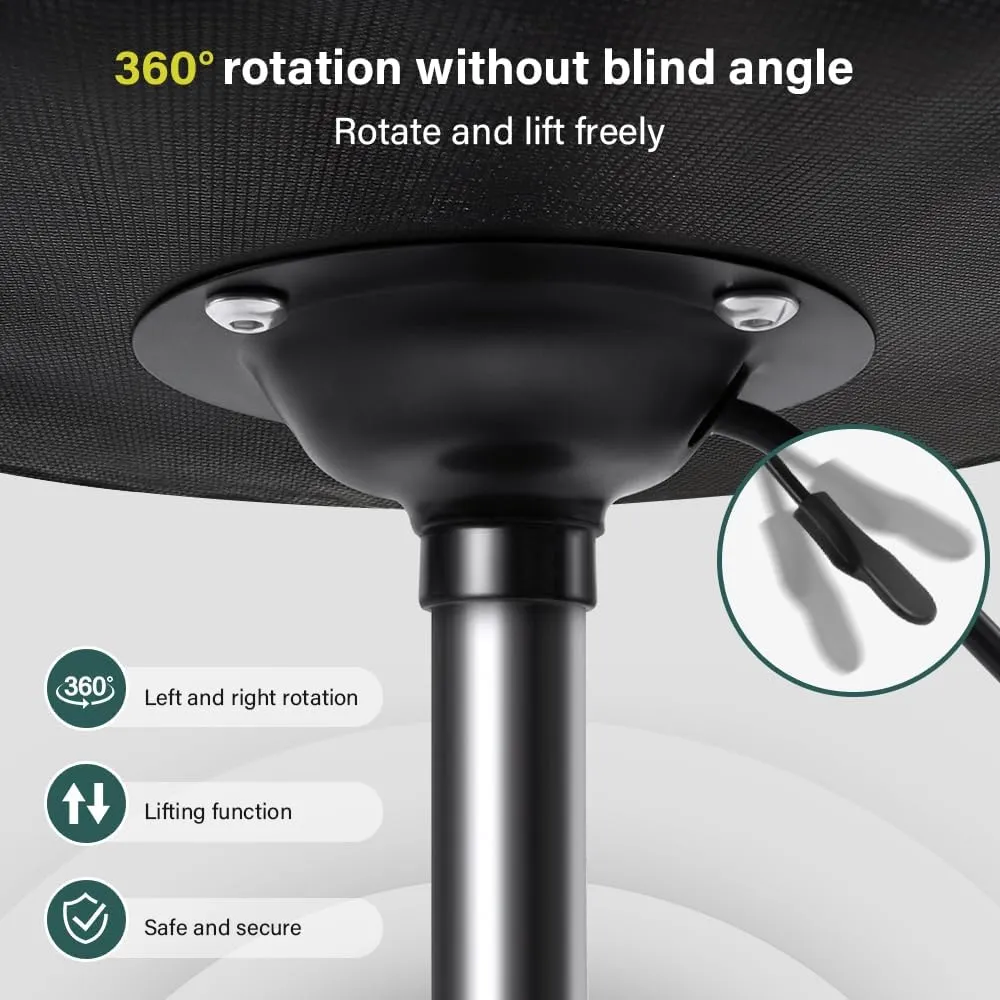 Black Square Swivel Stool with Wheel for Work SPA Shop Massage Height-Adjustable and Cost-Effective Rolling Stool Chair with Back