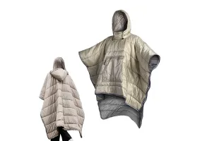 Blanket Hassle-free Hooded Wearable - Bag Energy-efficient Khaki Thermal Camping Poncho Sleeping