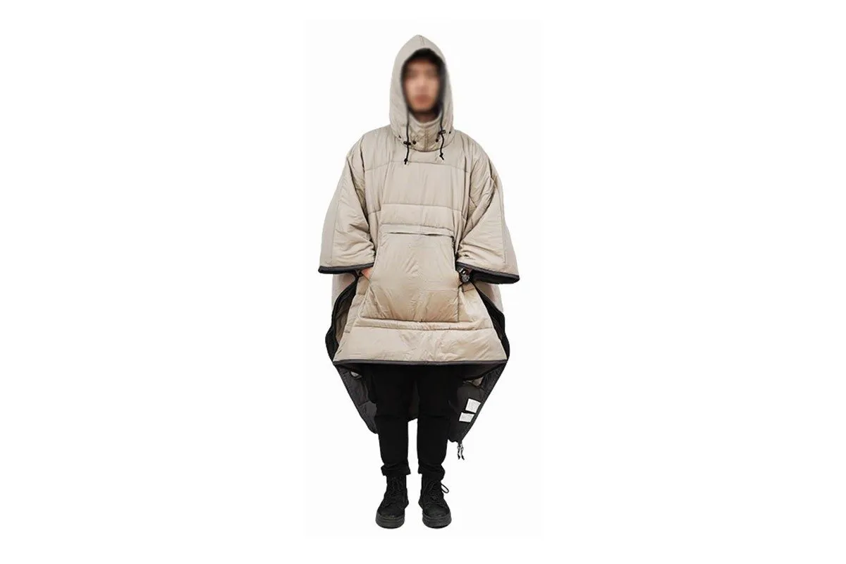 Blanket Hassle-free Hooded Wearable - Bag Energy-efficient Khaki Thermal Camping Poncho Sleeping