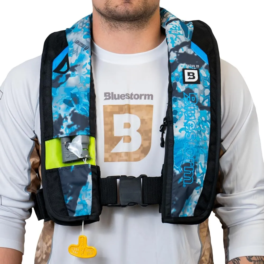 BLUESTORM Stratus 35 Inflatable Life Jacket PFD for Adults | US Coast Guard (USCG) Approved Automatic Self Inflating Life Vest Preserver with Manual Ripcord