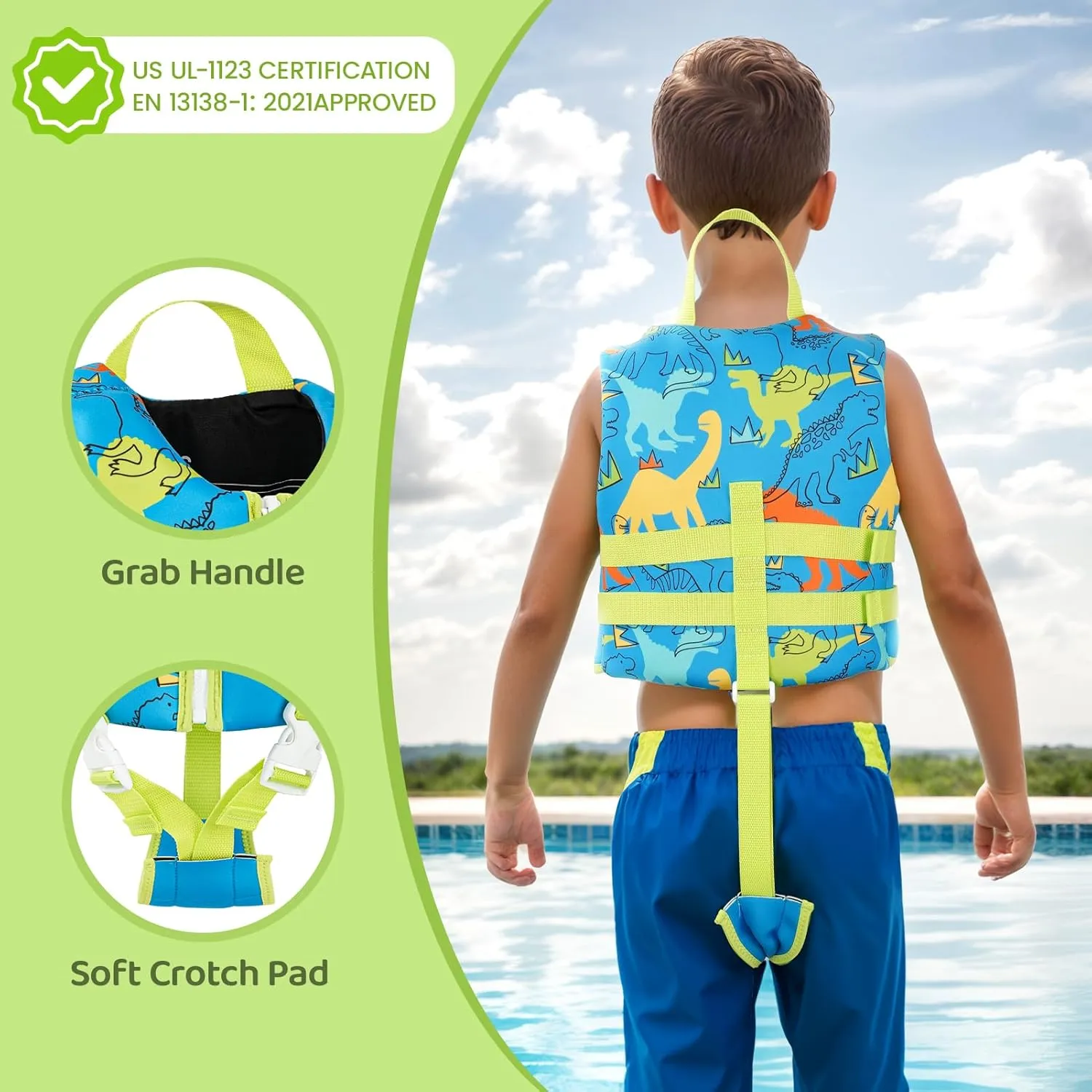 Boglia Kids Swim Vest Toddler Float Jacket Swimming Aid for Boys and Girls,Children Float Swimsuit with Adjustable Safety Strap for Age 2-9 Years/22-50Lbs