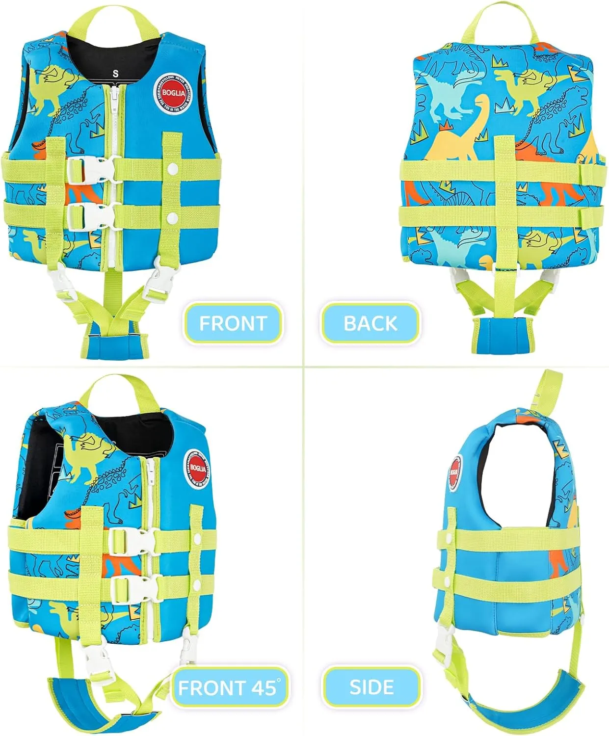 Boglia Kids Swim Vest Toddler Float Jacket Swimming Aid for Boys and Girls,Children Float Swimsuit with Adjustable Safety Strap for Age 2-9 Years/22-50Lbs