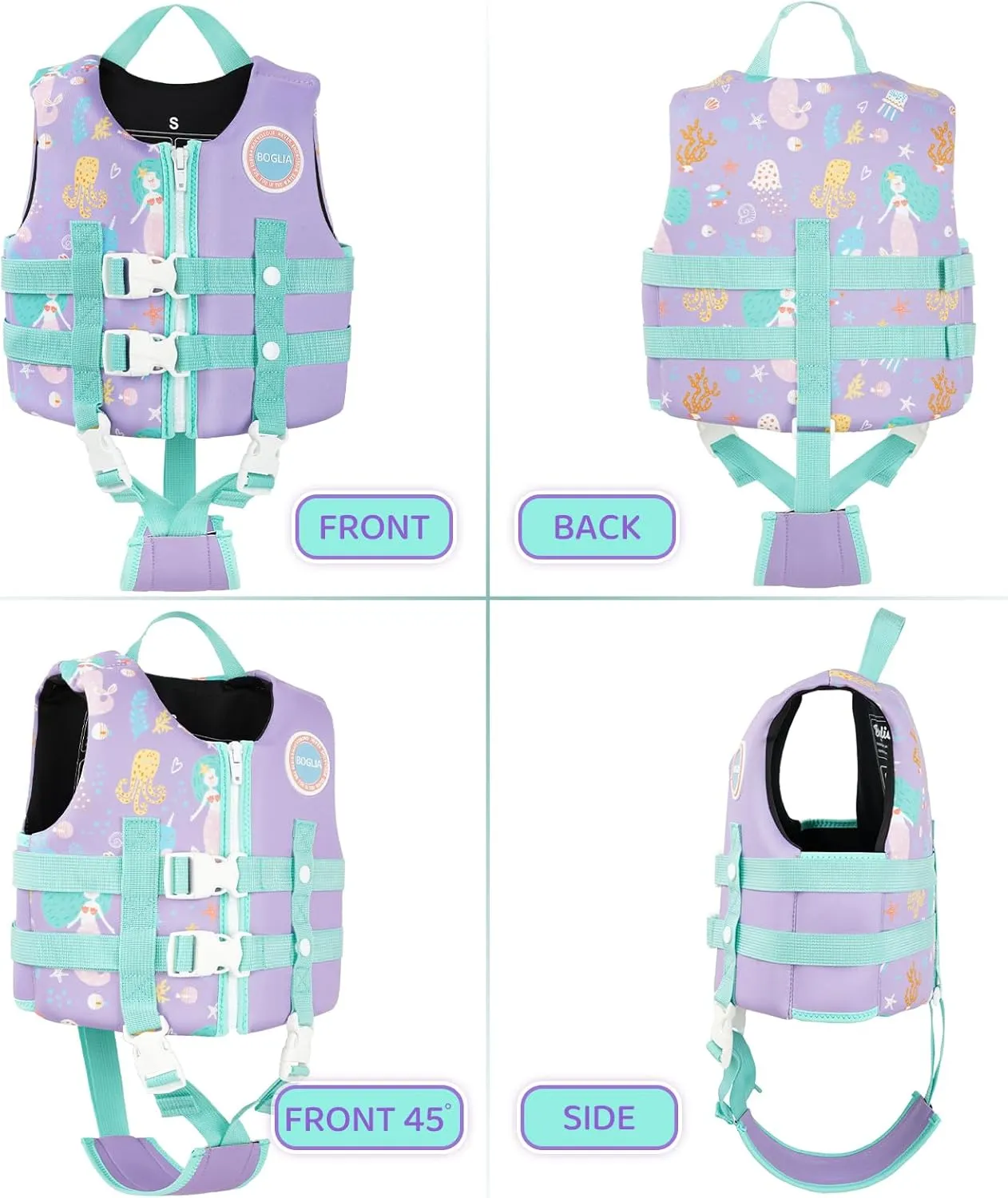 Boglia Kids Swim Vest Toddler Float Jacket Swimming Aid for Boys and Girls,Children Float Swimsuit with Adjustable Safety Strap for Age 2-9 Years/22-50Lbs