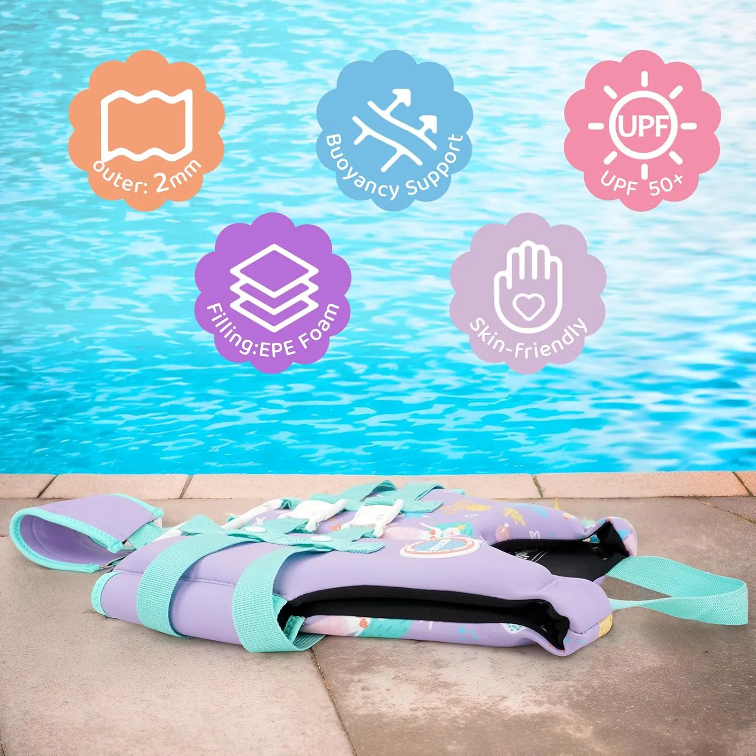 Boglia Kids Swim Vest Toddler Float Jacket Swimming Aid for Boys and Girls,Children Float Swimsuit with Adjustable Safety Strap for Age 2-9 Years/22-50Lbs