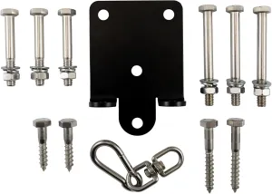 Boxing Bag Hanging Bracket Black Steel with Carabiner and Swivel Hook 5.5"x 4" with 3 x 3.9 Bolts 3 x 3.3 Bolts 2 x 3.3 Screws and 2 x 2.1 Plus Screws washers and Nuts