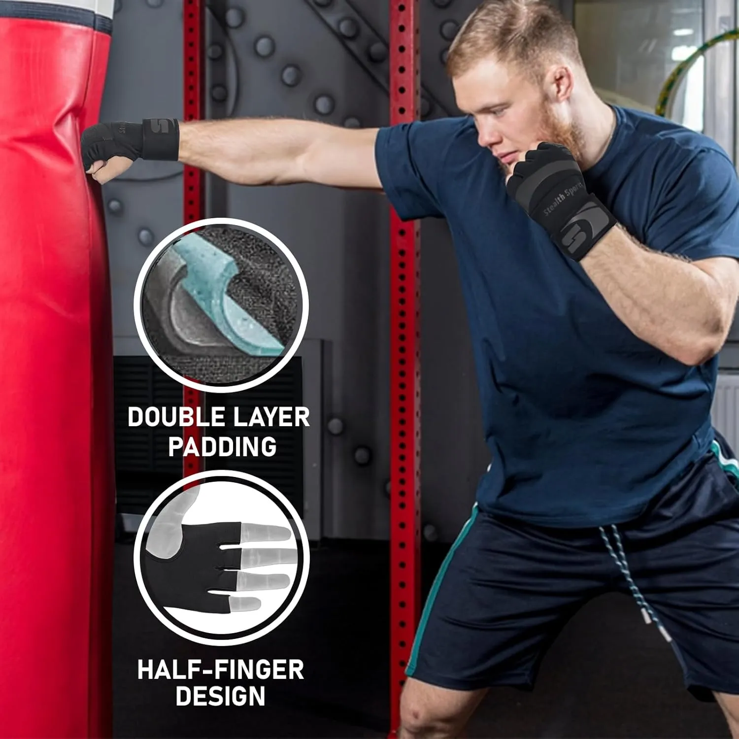 Boxing Inner Gloves Neoprene Wrist Support Padded Gel Wraps Hand Protection Boxing Bag Hand Wraps for Punching MMA Martial Arts Muay Thai Speed Bag Training – Under Mitts