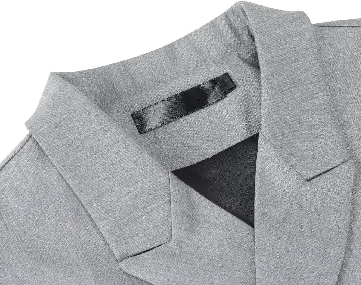 Boyland Men's Double Breasted Business Wedding Vests Dress Waistcoat 10 Buttons Closure V-Neck Suit Vest Slim Fit Plus Size
